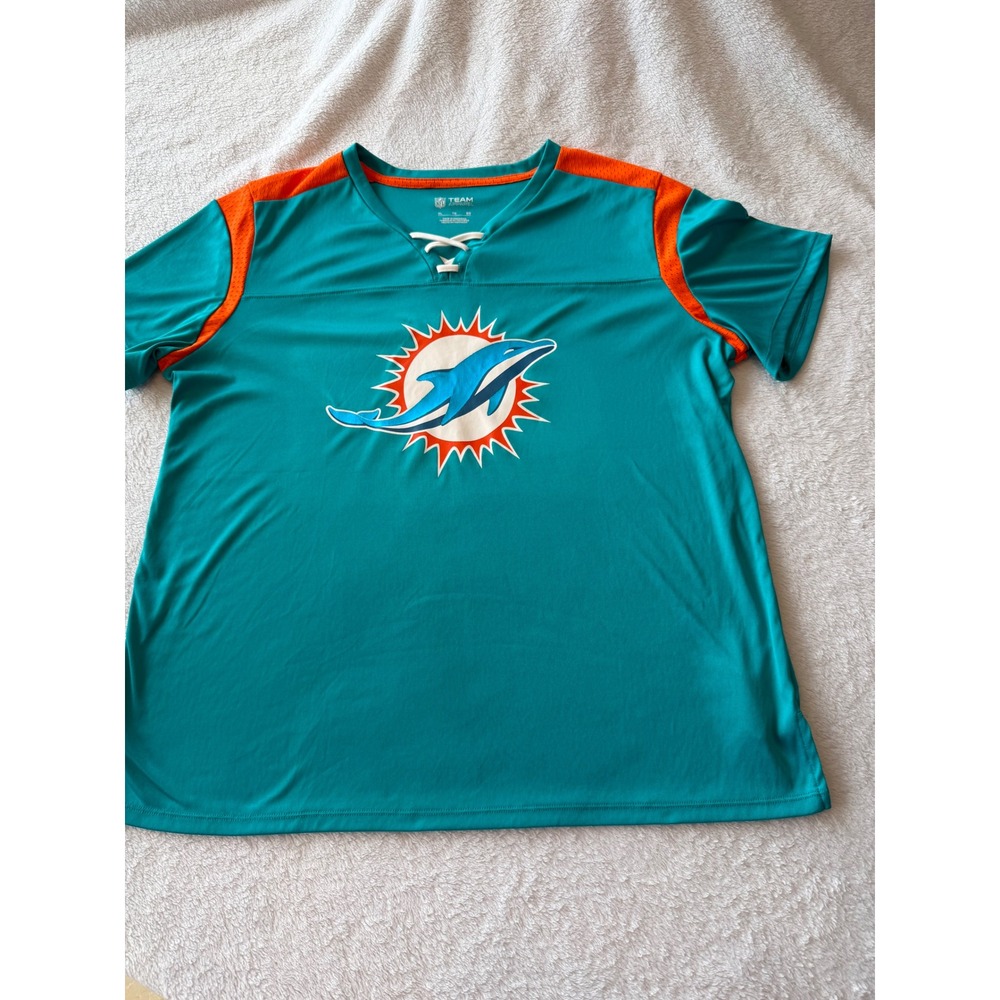 NFL Team Apparel‎ Miami Dolphins Jersey Top Teal Orange Lace Up Womens XL